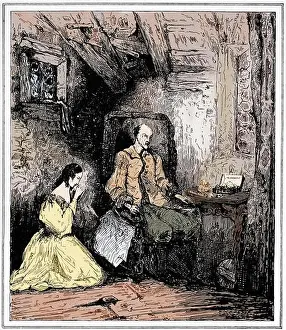 Honoré de Balzac - illustration for the French writers novel Eugénie Grandet (1834). Lithograph by J. Godde. 20 May 1799 -