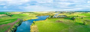 Holiday Park Prints: Hopkins River and scenic countryside - wide aerial panorama
