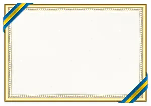 Diploma Prints: Horizontal frame and border with Sweden flag