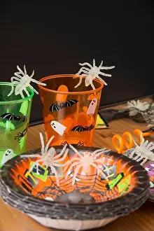 Amusing Prints: Horror Halloween theme with crawling spiders having a party at night