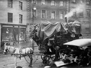 Horse And Cart Prints: Horse and caravan with chimney and various goods strapped on to it