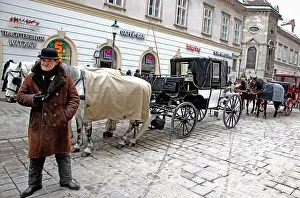 Diver Prints: Horse Carriage And Driver In A Traditional Medieval Street Vienna Austria Europe