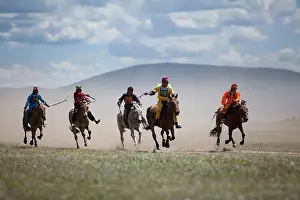 Mongolia Prints: Horse racing at Naadam festival in Mongolia