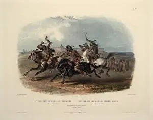 Aquatint Prints: Horse Racing of Sioux Indians near Fort Pierre - Karl Bodmer aquatint from Travels in the Interior of North America