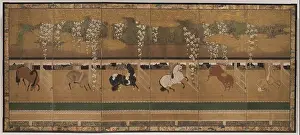 Horses in Stables: Spring, Japanese