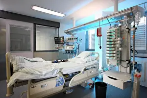 Beds Prints: Empty hospital bed, intensive care unit, hospital