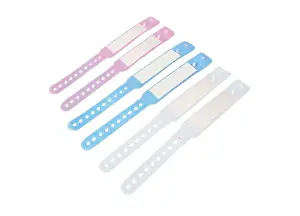 Pharmaceutical Prints: Hospital wrist tag for patient on white background