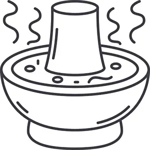 Saucepan Prints: Hot pot icon, linear isolated illustration