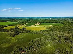 Diminishing Perspective Prints: A hot summer day with a clear sky showing rural wisconsin farm fields