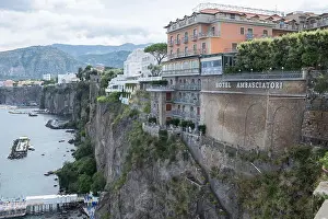 Cliffs Prints: Hotels on the Cliffs overlooking sea at Sorrento