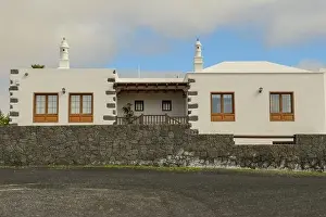 Teguise Prints: House of the colonial town Teguise at the Canary island on Lanzarote in Spain