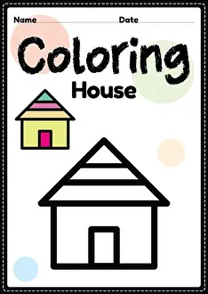 Learning Prints: House coloring page picture worksheet for preschool