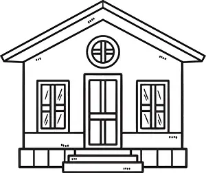 House Isolated Coloring Page for Kids