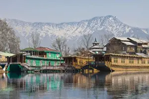 Jammu And Kashmir Prints: Houseboats on Dal Lake in Srinagar