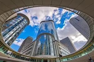 Houston Prints: Houston, Texas, USA downtown cityscape and circle in the afternoon