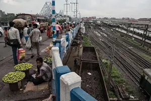 West Bengal Prints: Howrah Junction Railway Station from above. Kolkata, West Bengal, India