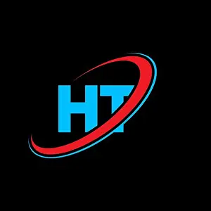 Linked Prints: HT H T letter logo design. Initial letter HT linked circle uppercase monogram logo red and blue