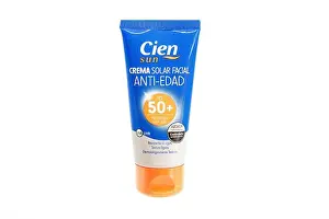 Lotion Prints: Huelva, Spain - July 23, 2020: bottle of sunscreen from the brand Cien