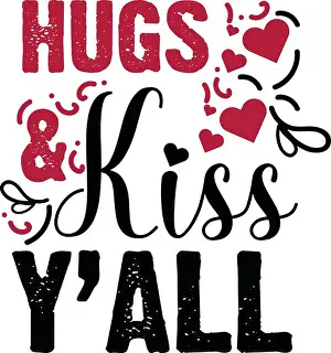 Console Prints: hug and kiss yall valentines day t shirt monogram text vector template