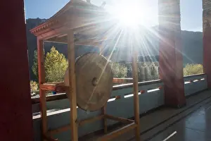 Meditating Prints: Huge Buddhist Dharma Drum in Morning Sunlight
