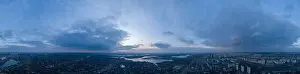 A huge panorama from the air in the Voskresenka area towards the Dnieper River and the right bank of the Dnieper