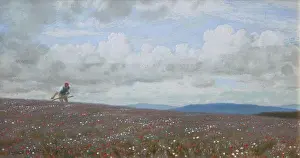 Rural Life Prints: Hughes, Arthur; A Man Scything in a Field of Poppies; National Trust