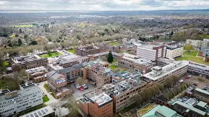 Hull Univeristy Prints: Hull University campus ariel drone view with buildings and city landscape