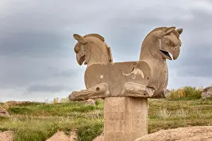 Iranian Prints: Huma bird capital column, Persepolis