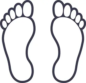 Barefooted Prints: Human foot barefoot footprint symbol outline icon vector illustration