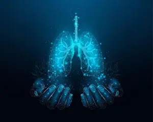 Treatment Prints: Two human hands are holds human lungs