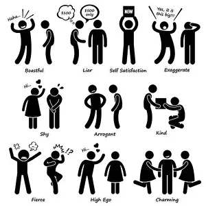 Humble Prints: Human Man Character Behaviour Stick Figure Pictogram Icons