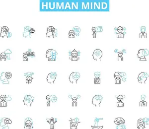 Intellect Prints: Human mind linear icons set. consciousness