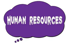 Thought Bubble Prints: HUMAN RESOURCES text written on a violet thought cloud bubble