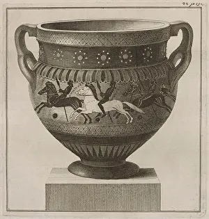 Decorated Prints: The Hunt Krater: detailed view showing three galloping horsemen