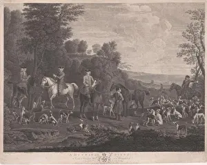 1778 Prints: A Hunting Piece in the Hunting Hall at Houghton 1778 by Daniel Lerpinière