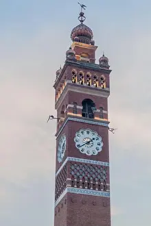 Mughal Prints: Husainabad Clock Tower in Lucknow, Uttar Pradesh state, India