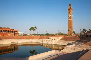 Ponds Prints: Hussainabad pond and Clock Tower, Lucknow, Uttar Pradesh, India, Asia