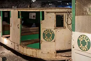 Rock Salt Prints: Hutchinson, Kansas - Old rail cars used in salt mining at the Strataca Underground Salt Mine Museum