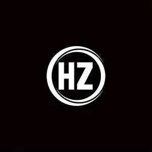 Initial Letter Prints: HZ logo initial letter monogram with circle slice rounded design template isolated in black background