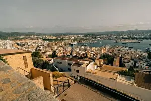 Ibiza Town. Ibiza.Spain - may 2023 Panoramic view from the walls of the castle di Eivissa to the port of Ibiza