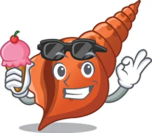 Ice Cream Prints: With ice cream long shell character cartoon