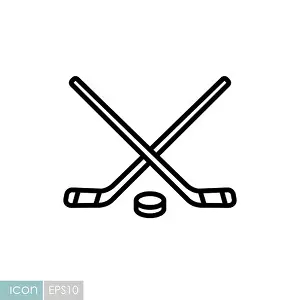 Hockey Stick Prints: Ice Hockey Sticks and Puck vector icon