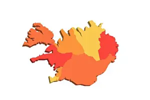 Iceland political map of administrative divisions - regions. Map with labels