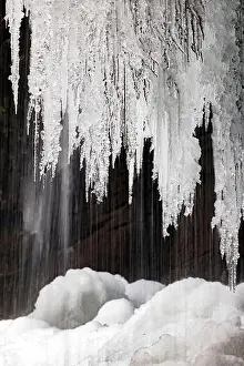 Forest Prints: Icicles hanging from Slick Rock Falls in winter - Pisgah National Forest - near Brevard