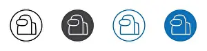 Scout Prints: Among us icon Logo sign in thin line outline set and group collection