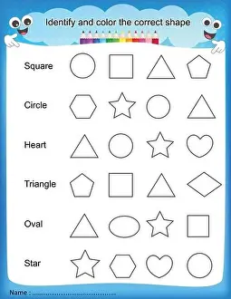 Identify and color the correct shape colorful printable kids worksheet for pre school/ kindergarten kids
