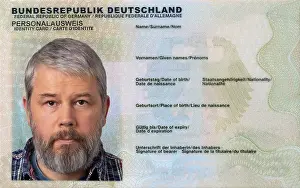 55 59 Years Prints: Identity card of the Federal Republic of Germany, without inscription