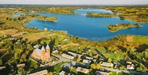 Aerial Landscape Collection: Ikazn, Braslaw District, Vitebsk Voblast, Belarus. Aerial View Of Church of the Body of God