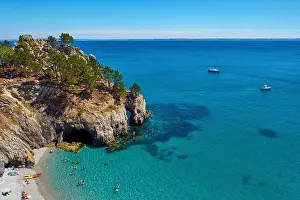 Blue Sea Prints: Ile Vierge / Pointe de Saint Hernot near Morgat on the Crozon Peninsula Finistere Brittany France - Brittany coastline