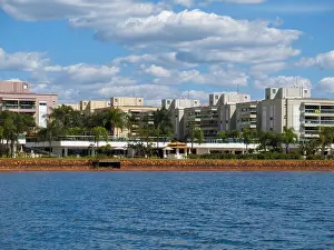 Waters Edge Prints: The Ilhas do Lago apartment buildings at the shore of Paranoa lake